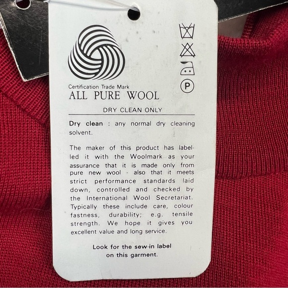 Andrea Jovine NWT 80’s Luxury 100% Wool Bodycon Dress Red Midi Vintage Size S - Picture 9 of 15